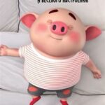 Свинка на кровати