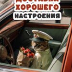 Кот-таксист с букетом