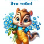 бурундук с цветами